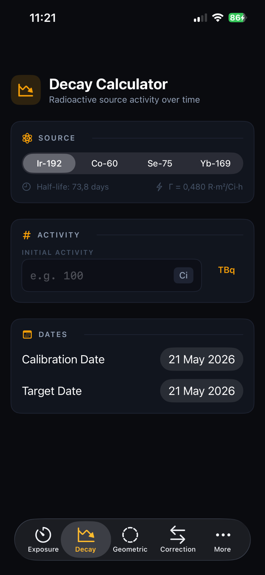 Decay · source activity