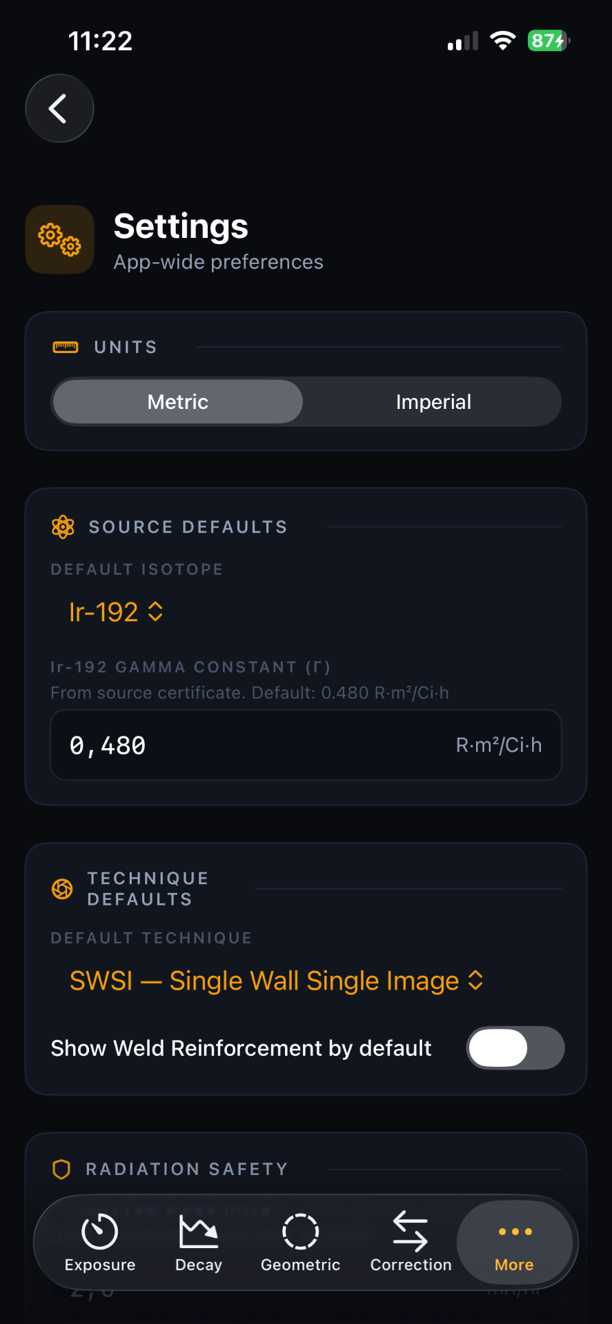 Settings · defaults